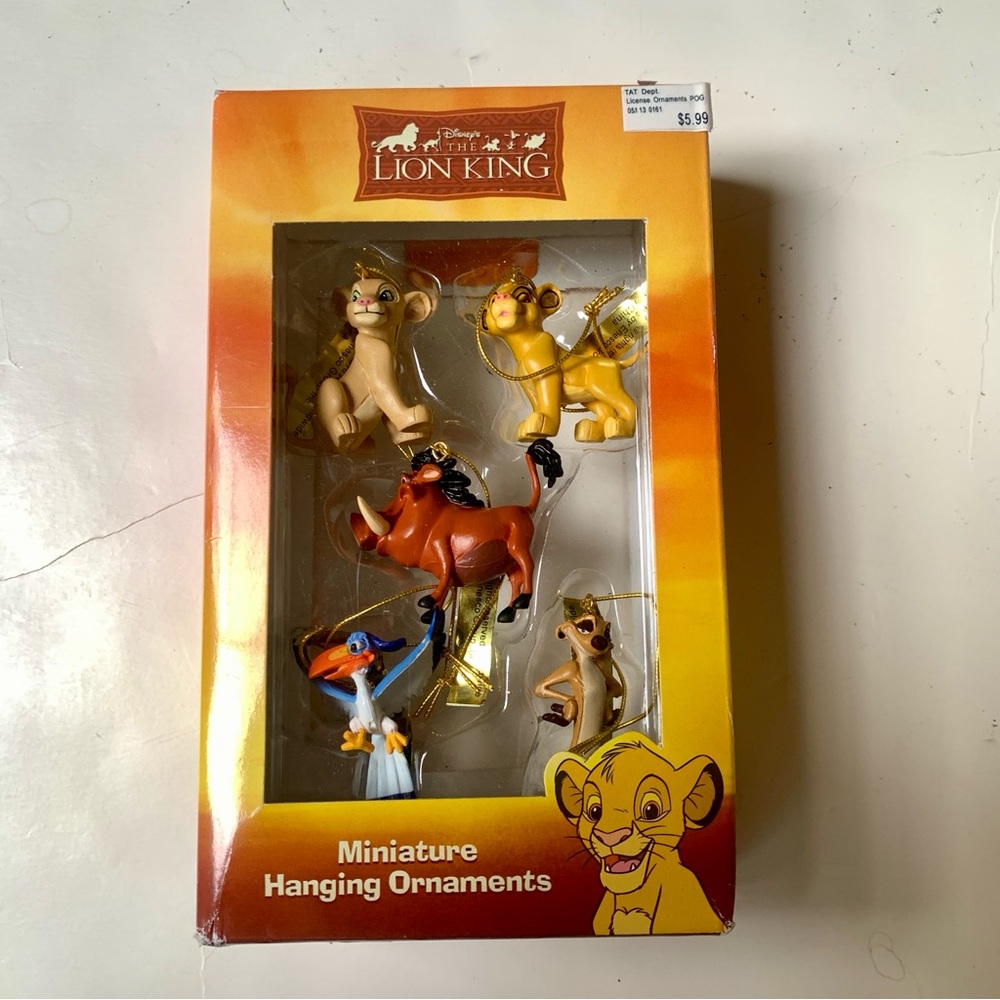 New Rare Disney Lion King 5pc Miniature Hanging Christmas Ornament Set Vintage